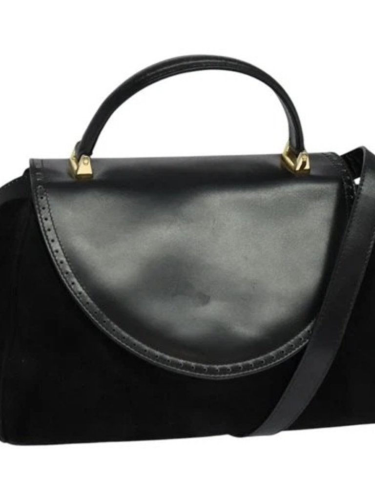 Salvatore Ferragamo Hand Bag Leather 2way Black Auth 101091